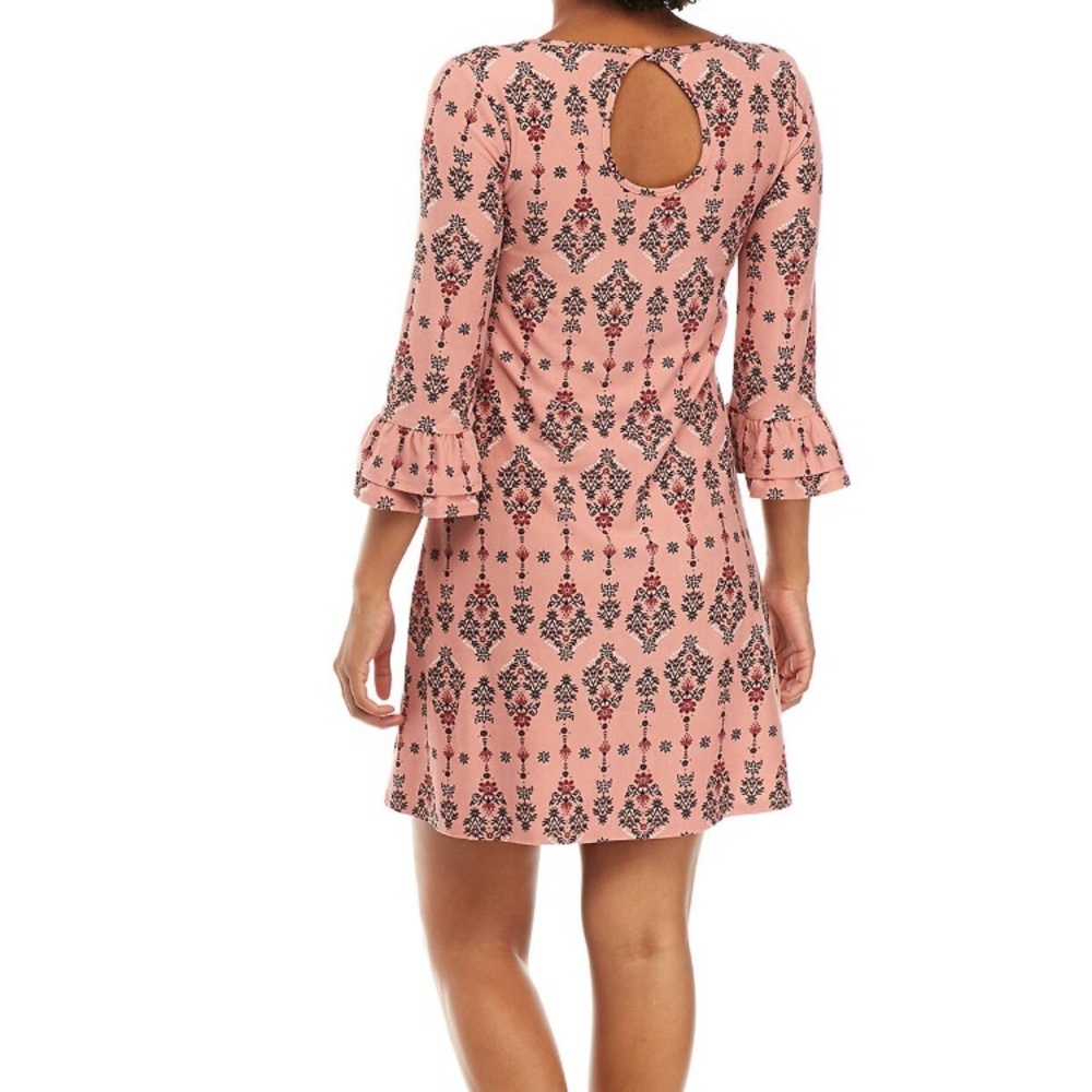 Pink Rose Mauve Ruffle 3/4 Sleeve Knit Dress sz XS - Picture 2 of 7